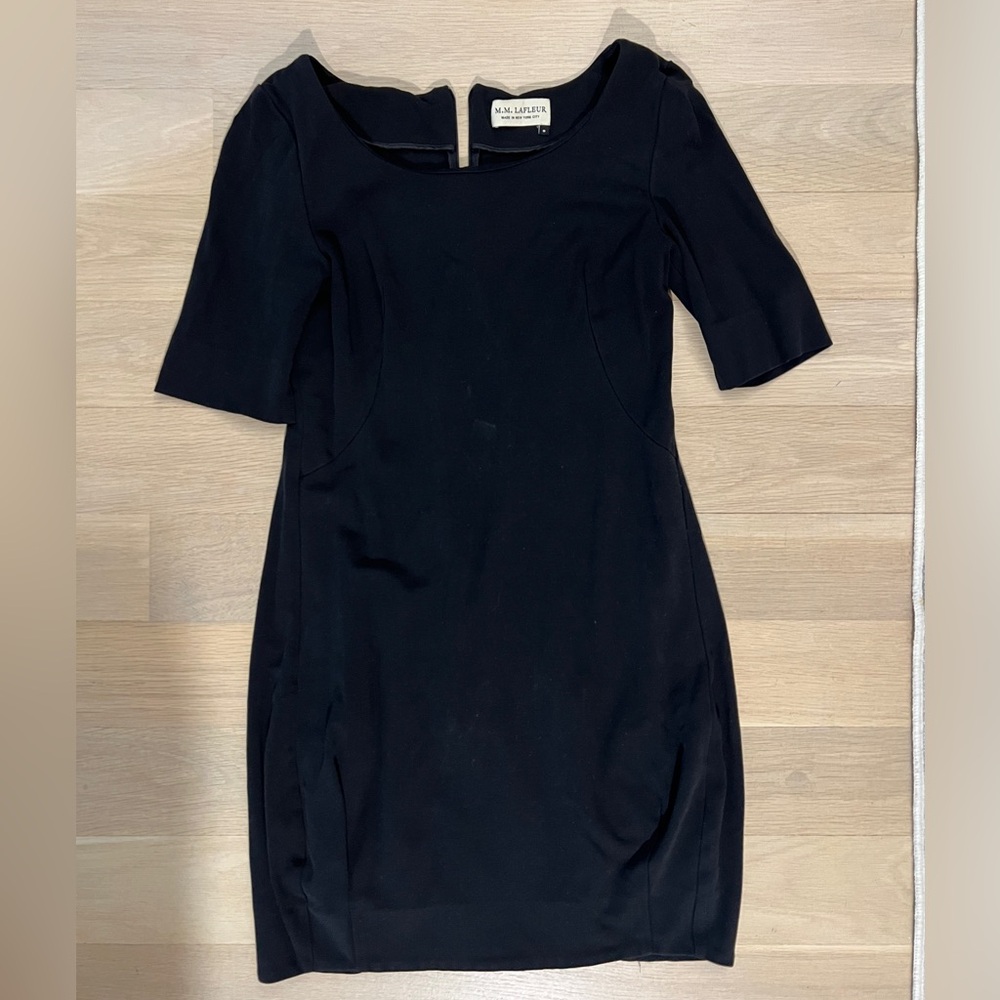 MM Lafleur Classic Little Black Mini Dress Bubble skirt half sleeve workwear